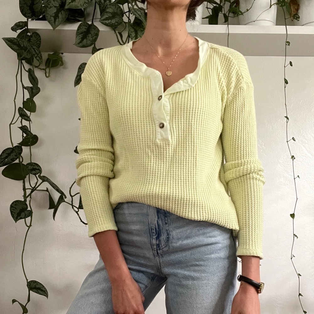 T.La Lime Green Waffle Shirt
